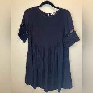 Wilfred Dress Aritzia Sonore Babydoll Size Small Black Pintuck Pleats Mini Dress